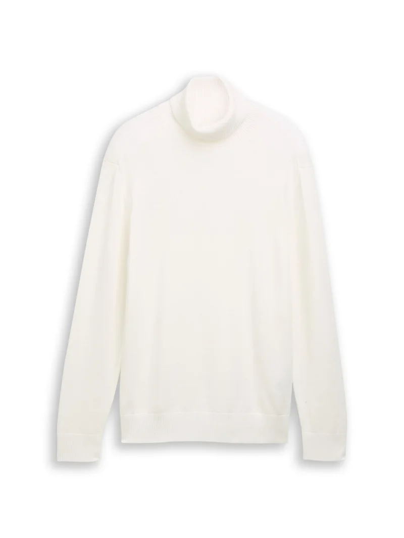 basic turtleneck knit, Wool White
