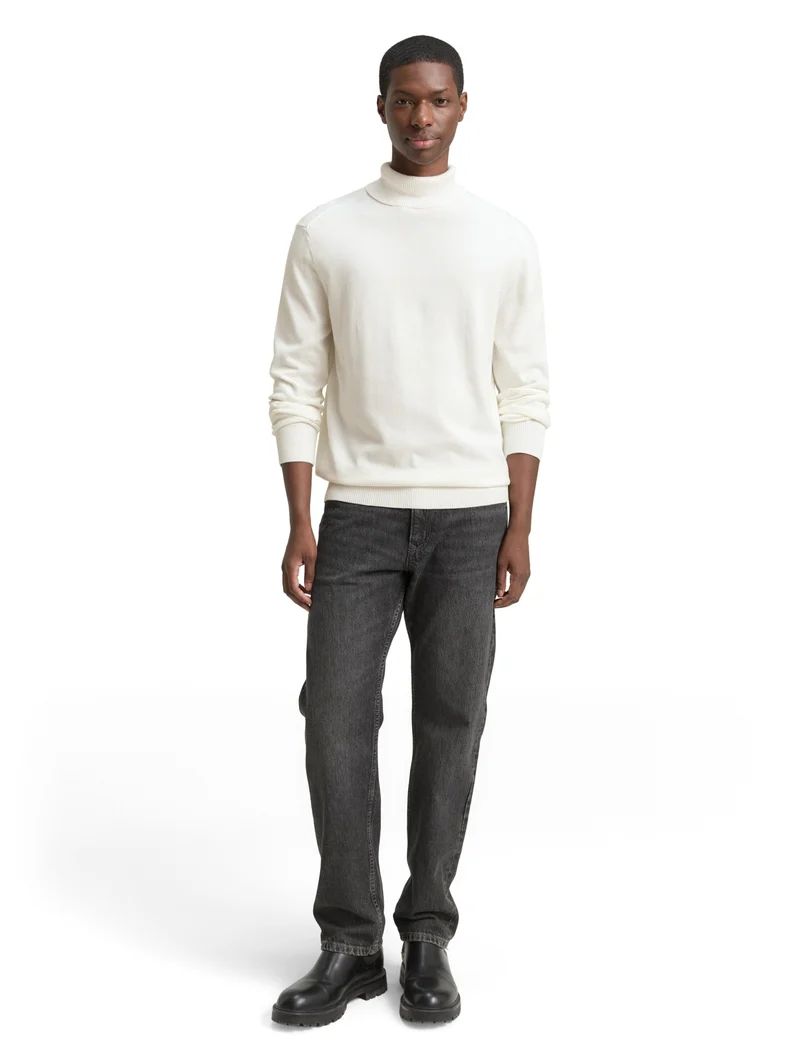 basic turtleneck knit, Wool White