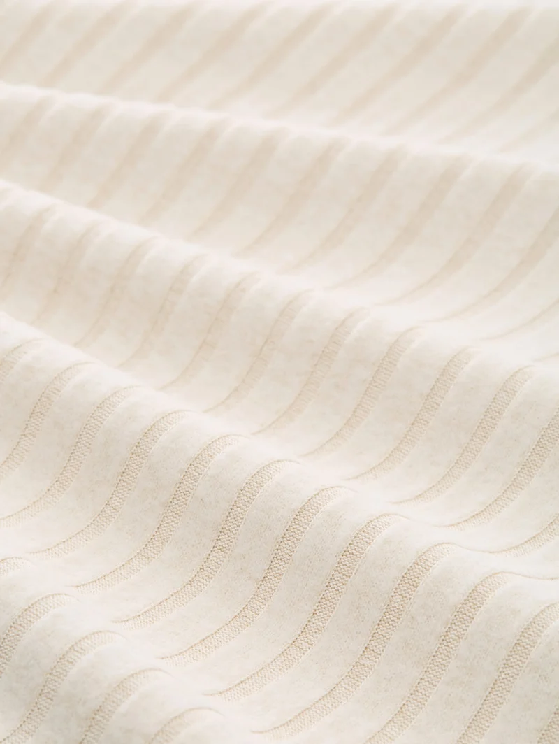 T-shirt cosy wide rib mock nec, sand stone beige melange