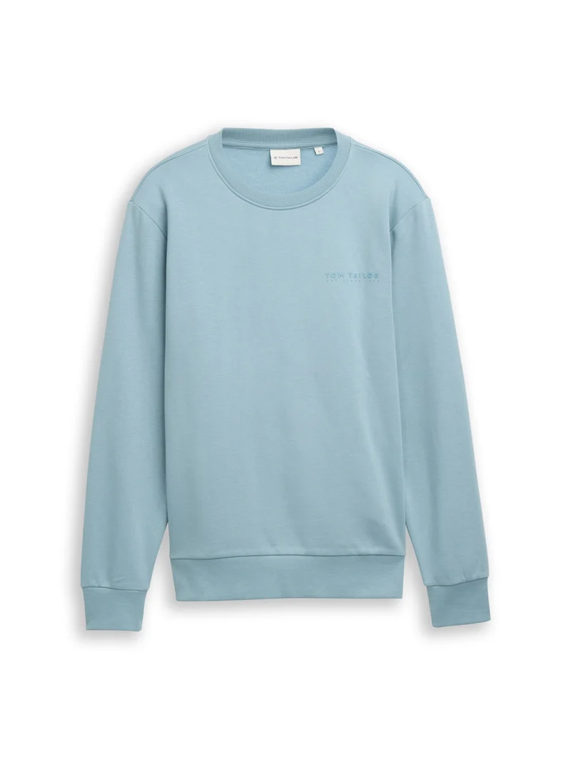 printed crew neck sweater, tourmaline