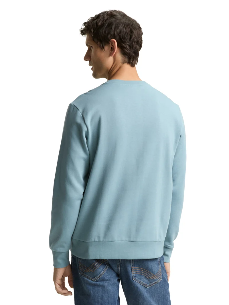 printed crew neck sweater, tourmaline