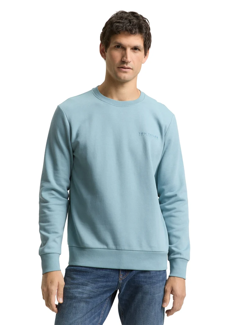 printed crew neck sweater, tourmaline