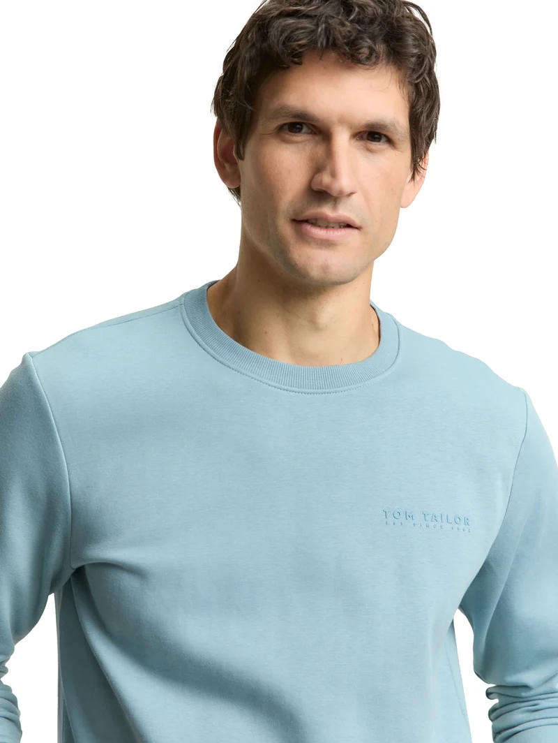 printed crew neck sweater, tourmaline