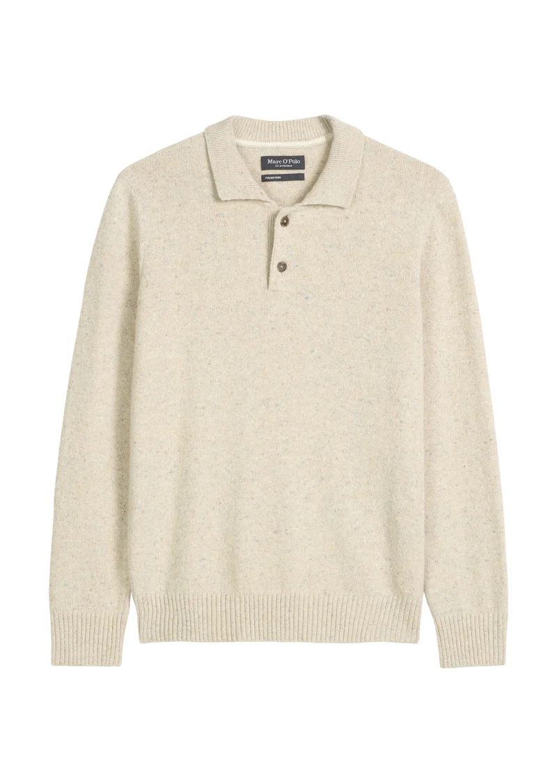 Polo with buttons, tweed, recycled, gray silk