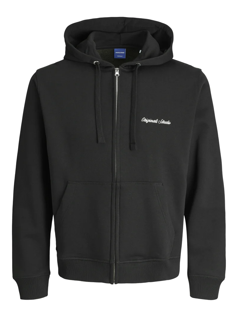 JORNORREBRO EMB SWEAT ZIP HOOD NOOS, Black