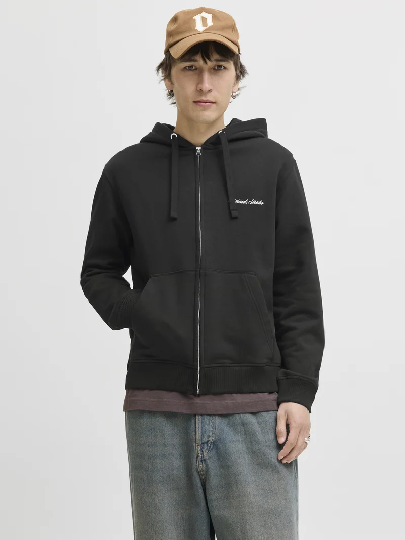 JORNORREBRO EMB SWEAT ZIP HOOD NOOS, Black
