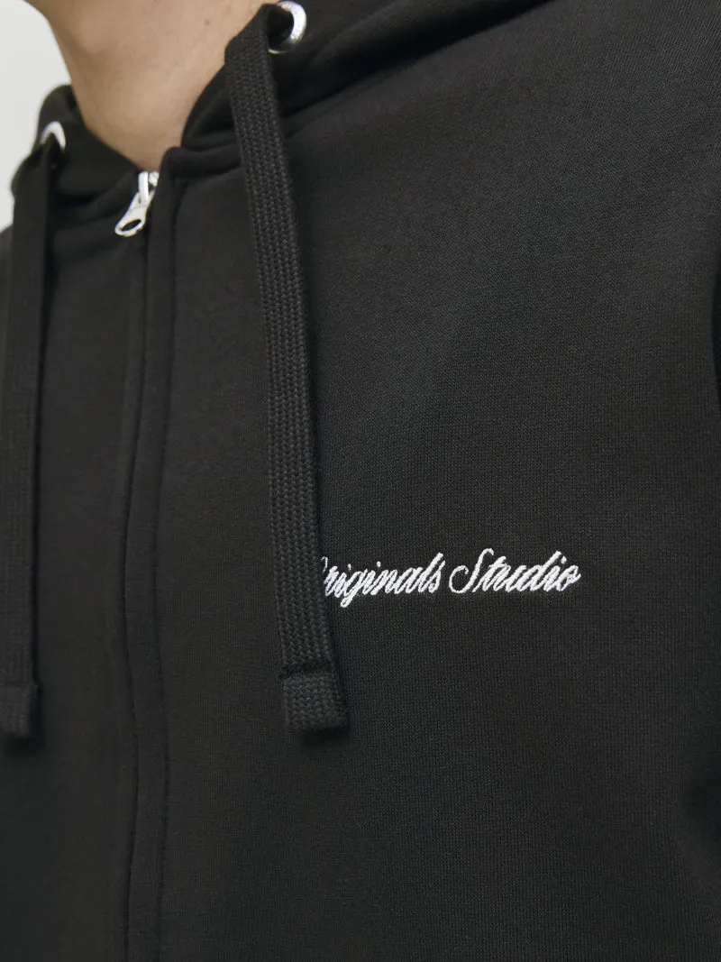 JORNORREBRO EMB SWEAT ZIP HOOD NOOS, Black