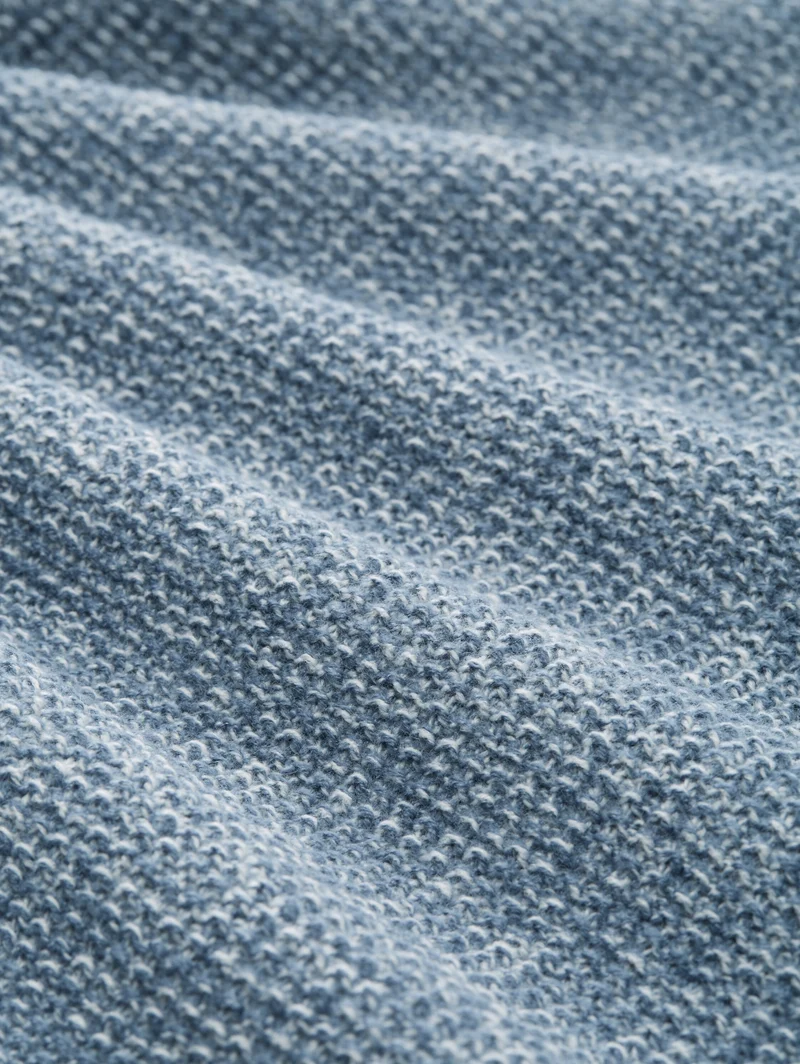 cosy structured two tone crew, denim blue white mouline