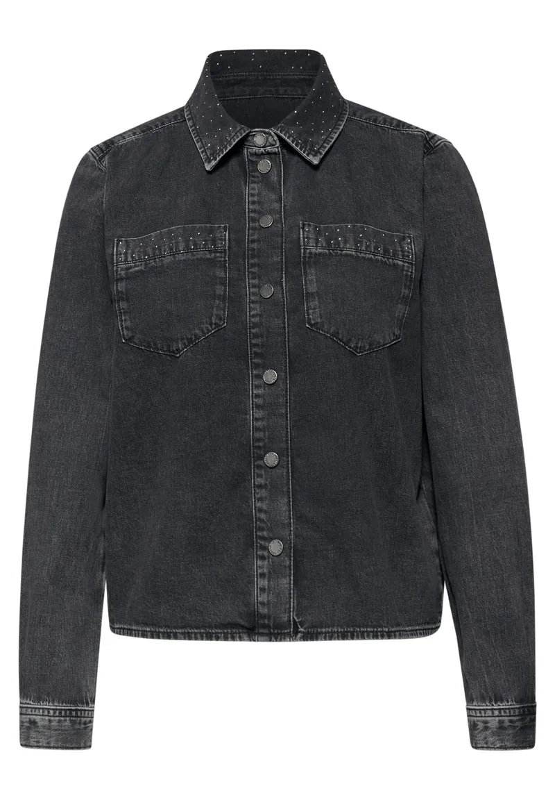Studio Style,Overshirt,black w, Black Random Washed