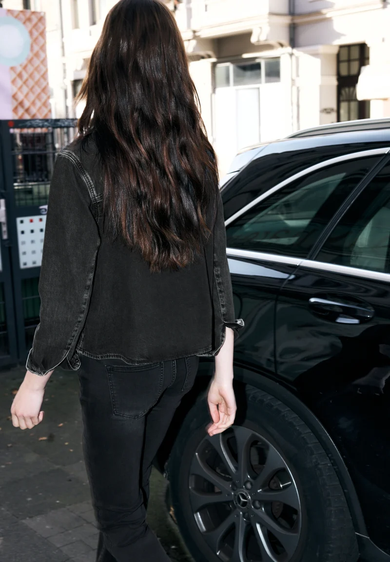 Studio Style,Overshirt,black w, Black Random Washed