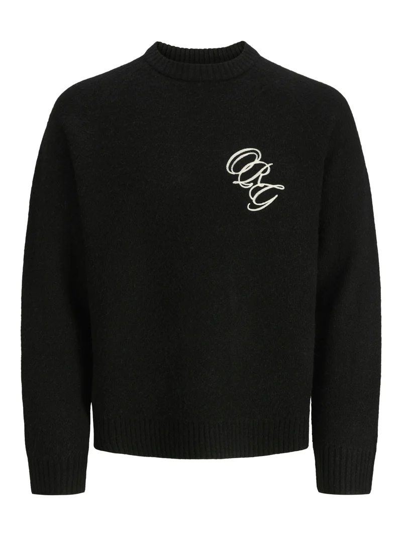 JORBEDFORD KNIT EMB CREW NECK, Black