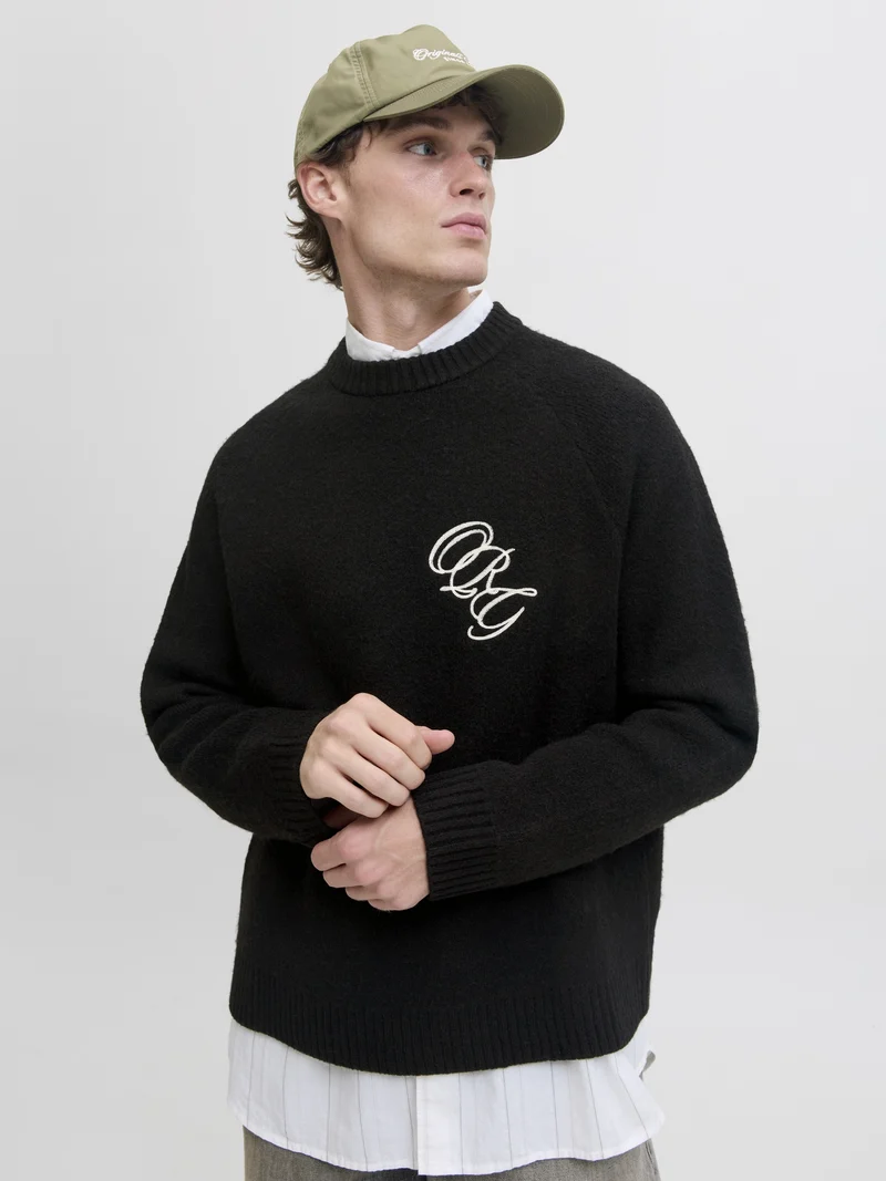 JORBEDFORD KNIT EMB CREW NECK, Black