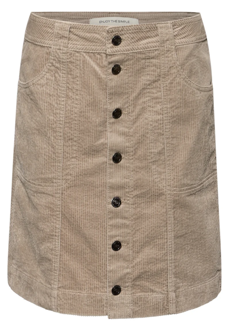 Button through corduroy skirt_, flowing beige