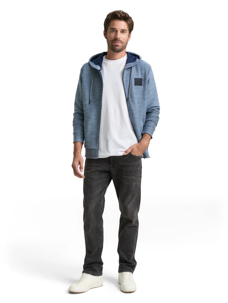 structured hoodie, denim blue structured melange