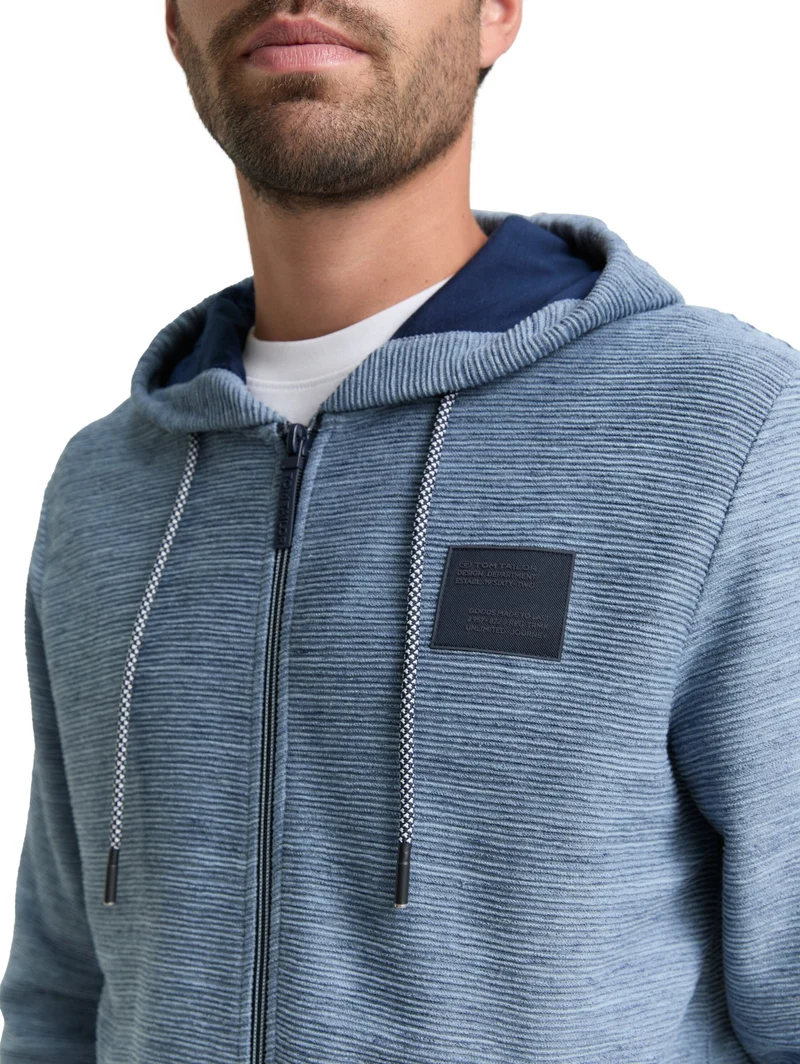 structured hoodie, denim blue structured melange