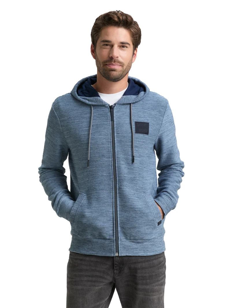 structured hoodie, denim blue structured melange