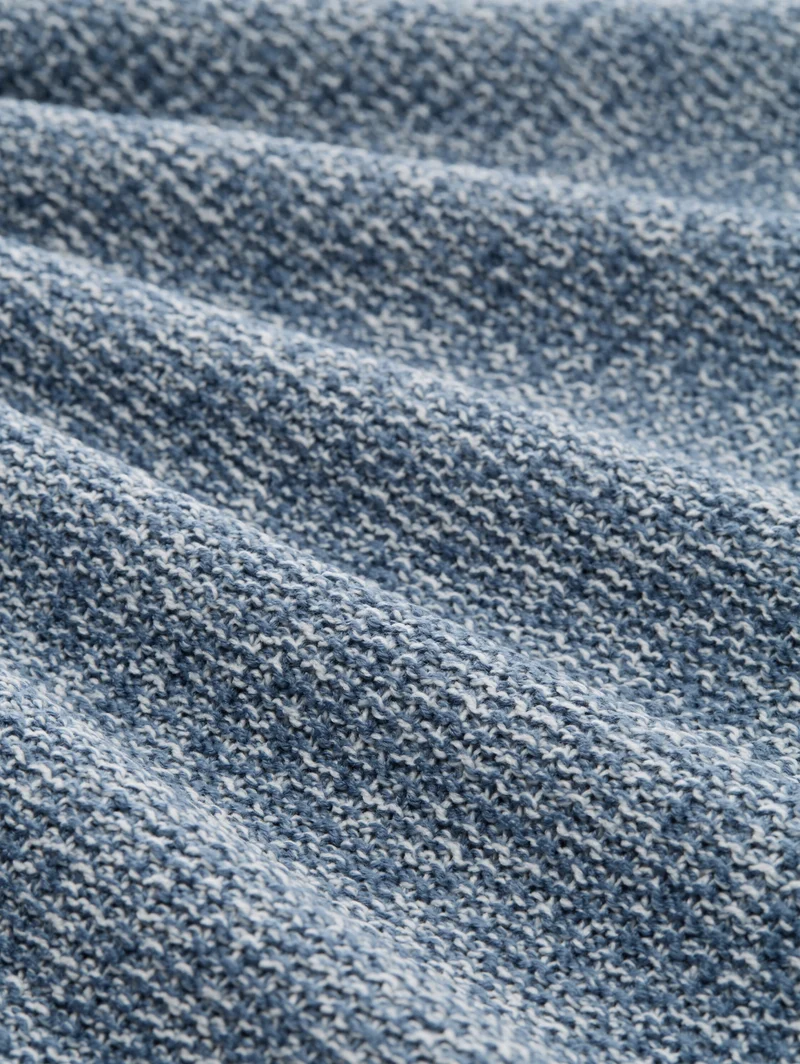 cosy structured two tone knit, denim blue white mouline