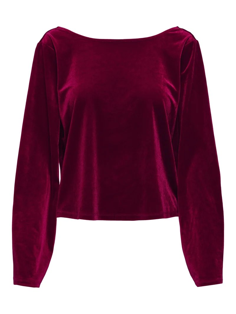 JDYVICTORY L/S VELVET BOW TOP JRS, Winetasting/BOW