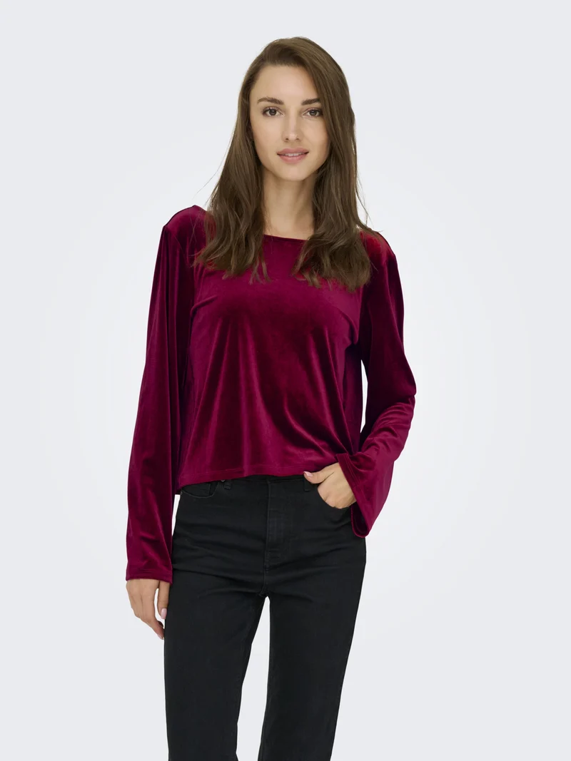 JDYVICTORY L/S VELVET BOW TOP JRS, Winetasting/BOW