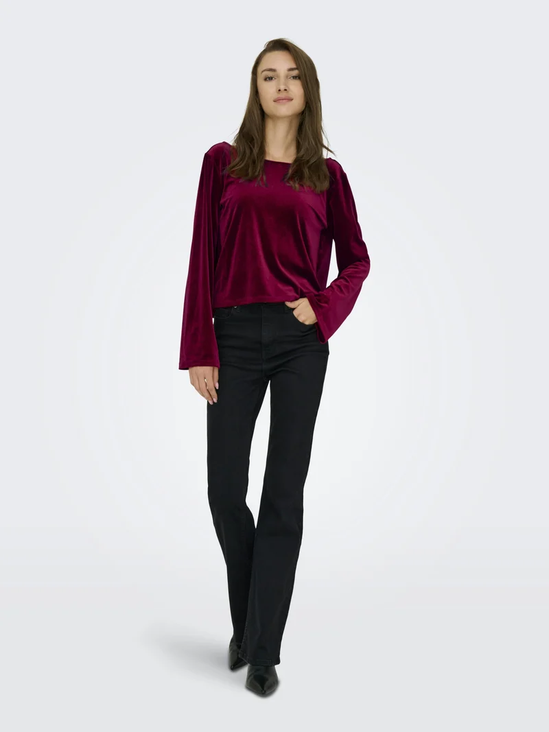JDYVICTORY L/S VELVET BOW TOP JRS, Winetasting/BOW