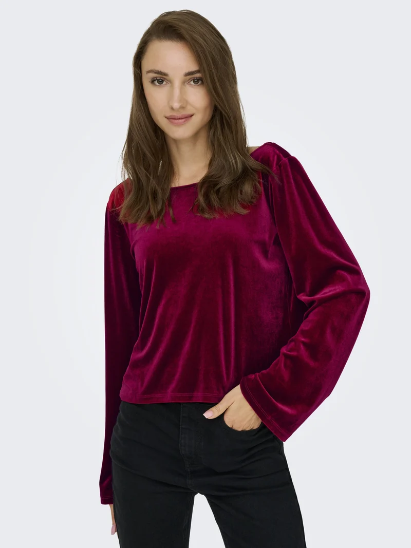 JDYVICTORY L/S VELVET BOW TOP JRS, Winetasting/BOW