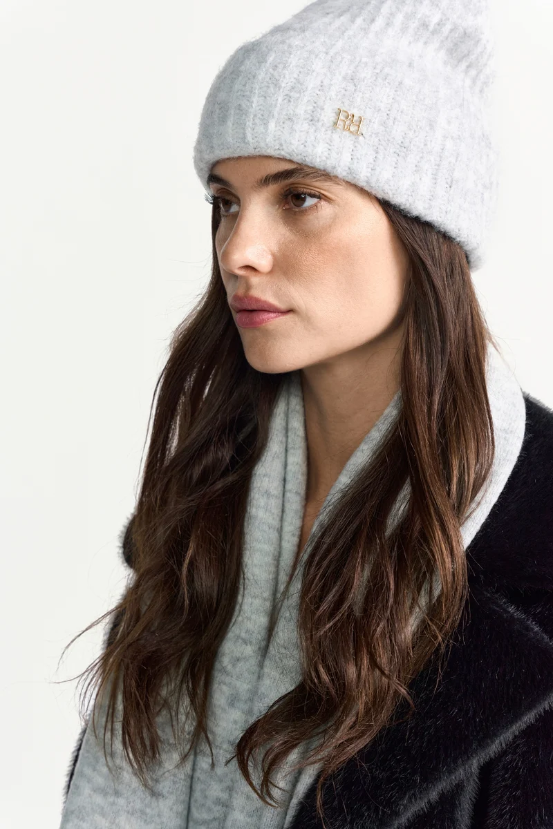 Knitted Logo Beanie, grey melangé