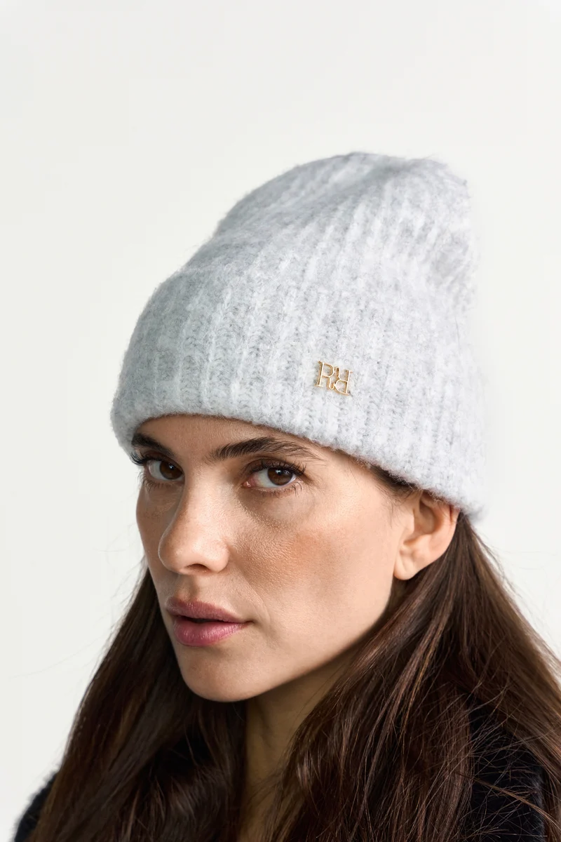Knitted Logo Beanie, grey melangé
