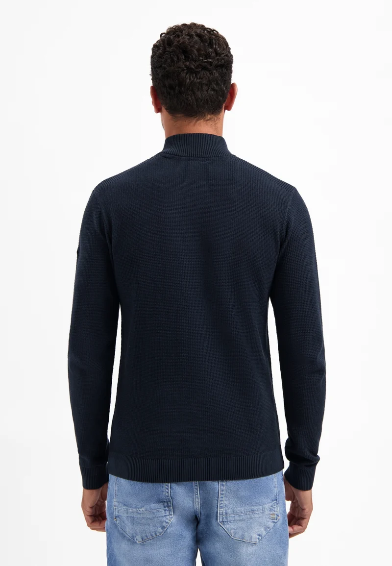 Pullover Half Zip Plated Structure Knit, Night