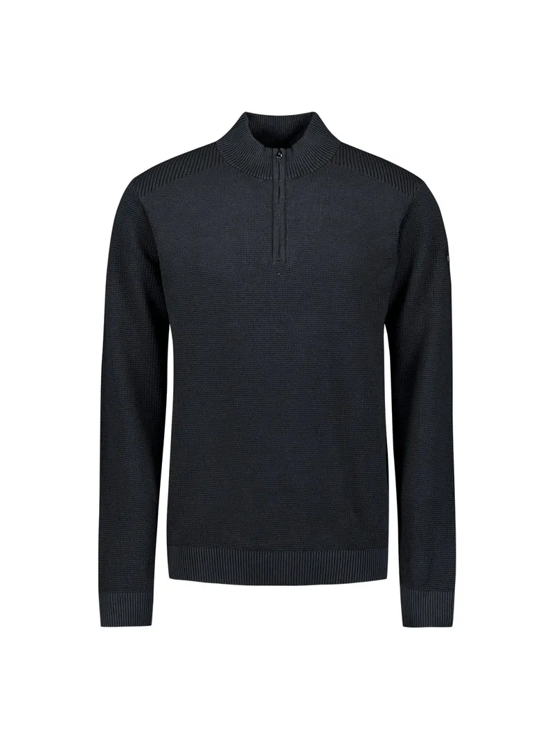 Pullover Half Zip Plated Structure Knit, Night