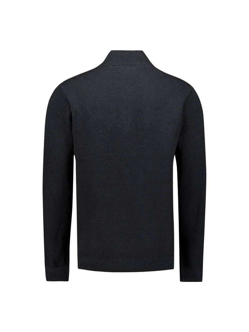 Pullover Half Zip Plated Structure Knit, Night