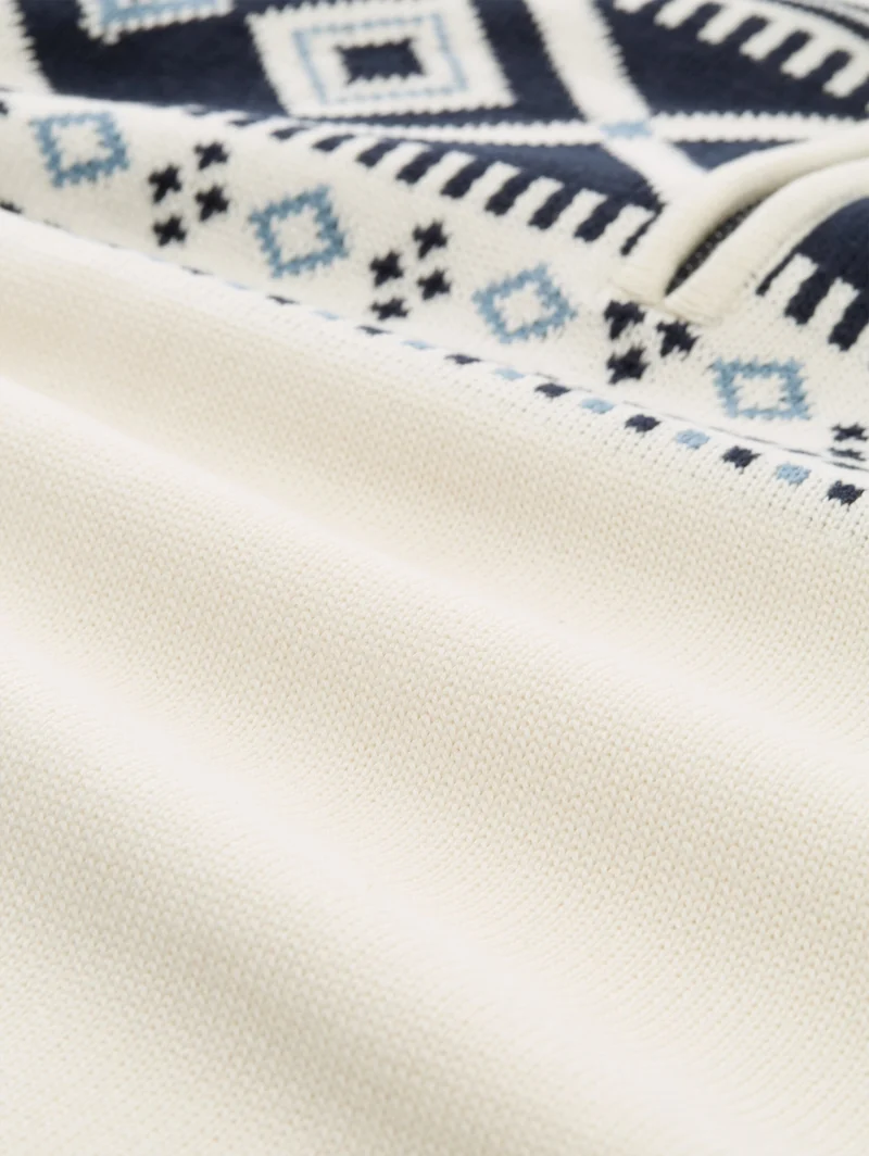 fair isle knit troyer, offwhite fair isle design
