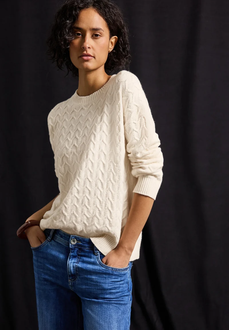 LTD QR_cosy structure sweater, soft beige