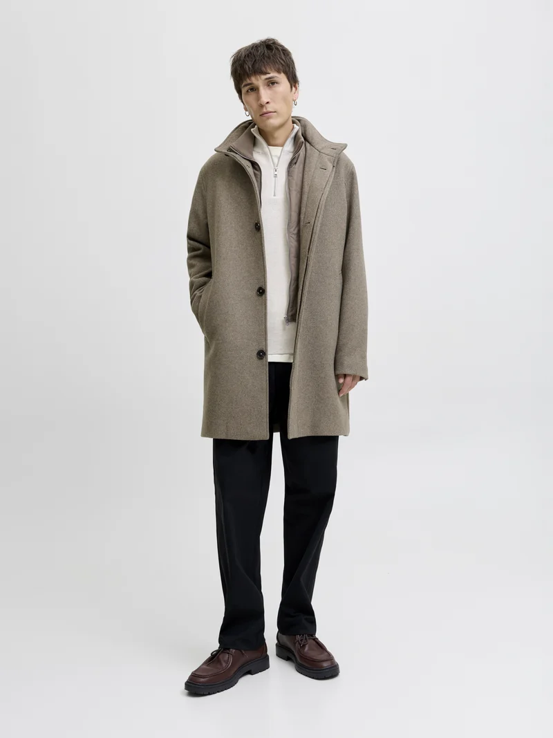 JPRCCKEITH WOOL BLEND STANCOLLAR CO, Greige