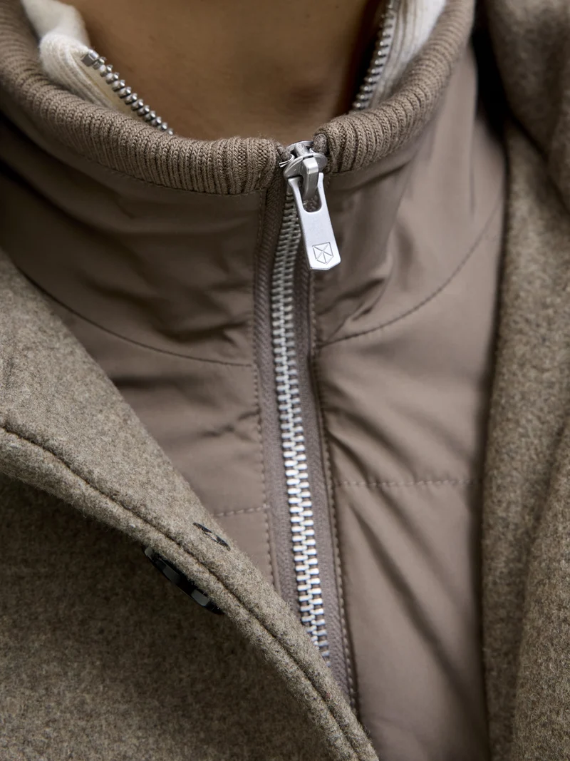 JPRCCKEITH WOOL BLEND STANCOLLAR CO, Greige