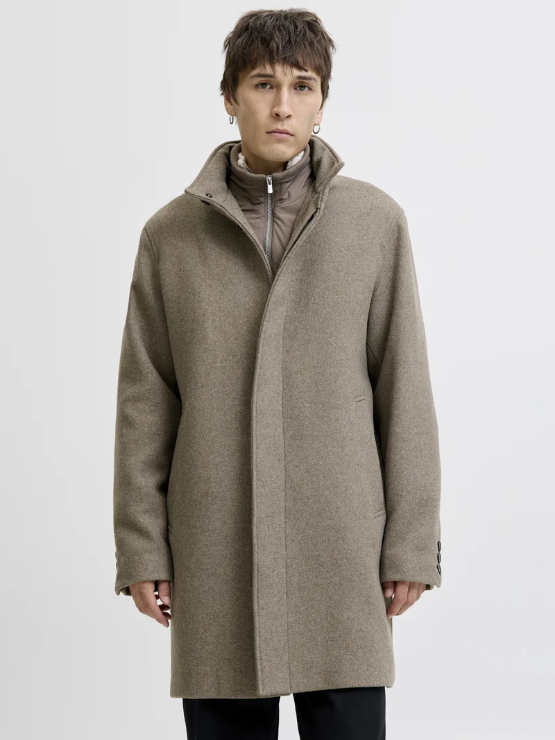 JPRCCKEITH WOOL BLEND STANCOLLAR CO, Greige