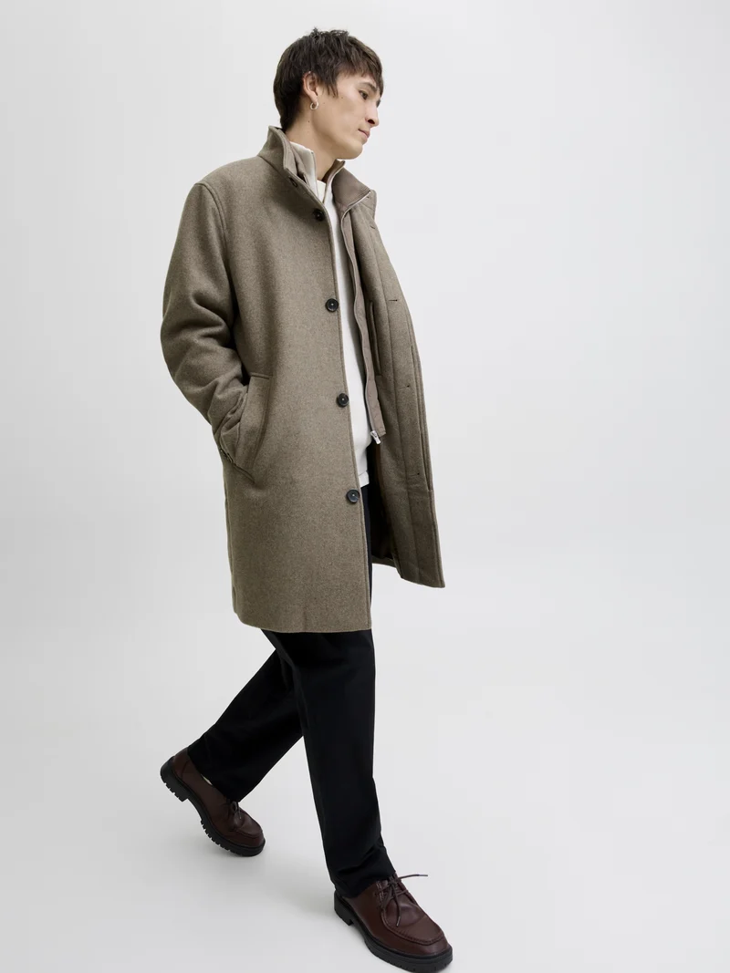 JPRCCKEITH WOOL BLEND STANCOLLAR CO, Greige