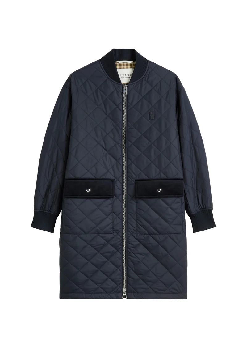 Quilted blouson coat, corduroy deta, deep night blue