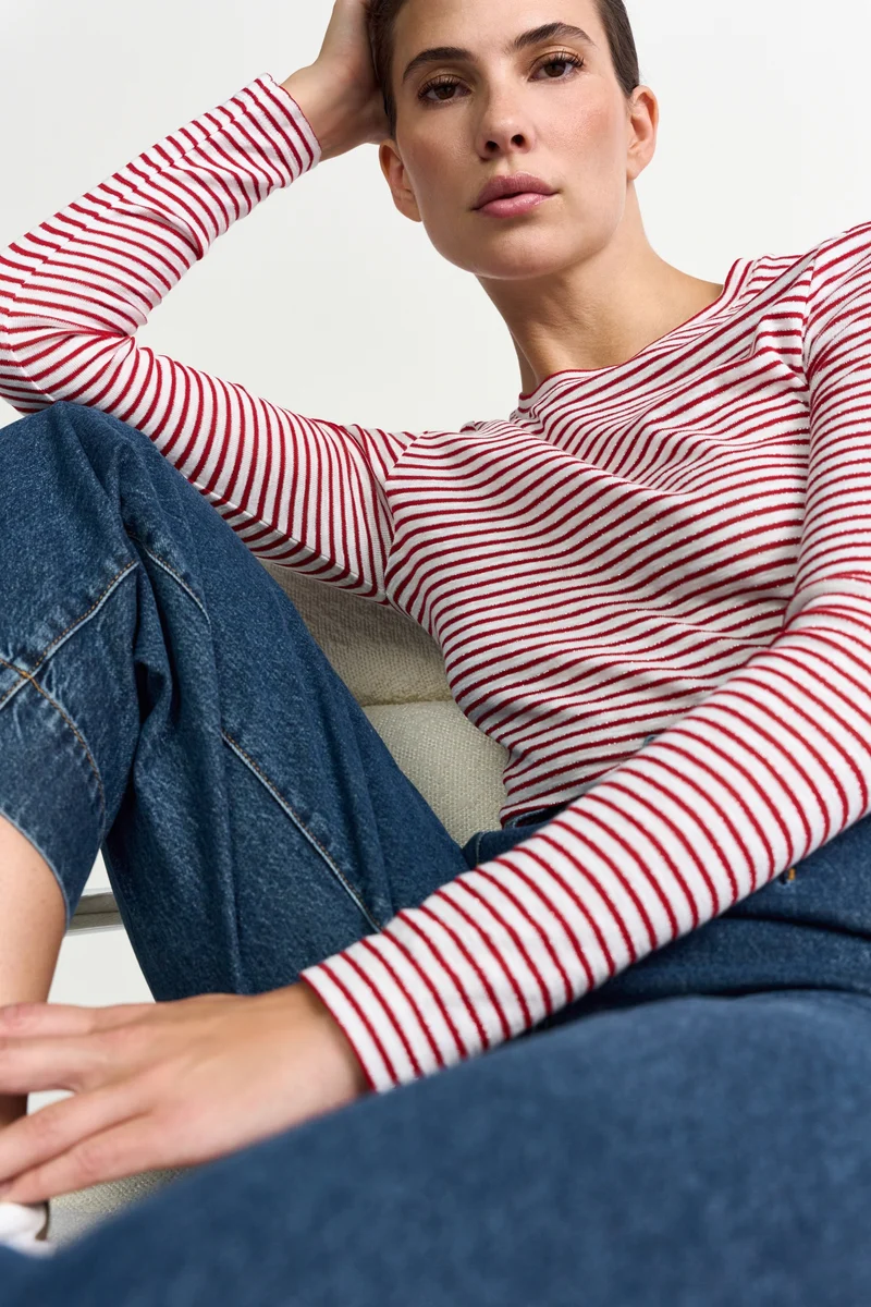 Sparkle Striped Longsleeve, holiday red
