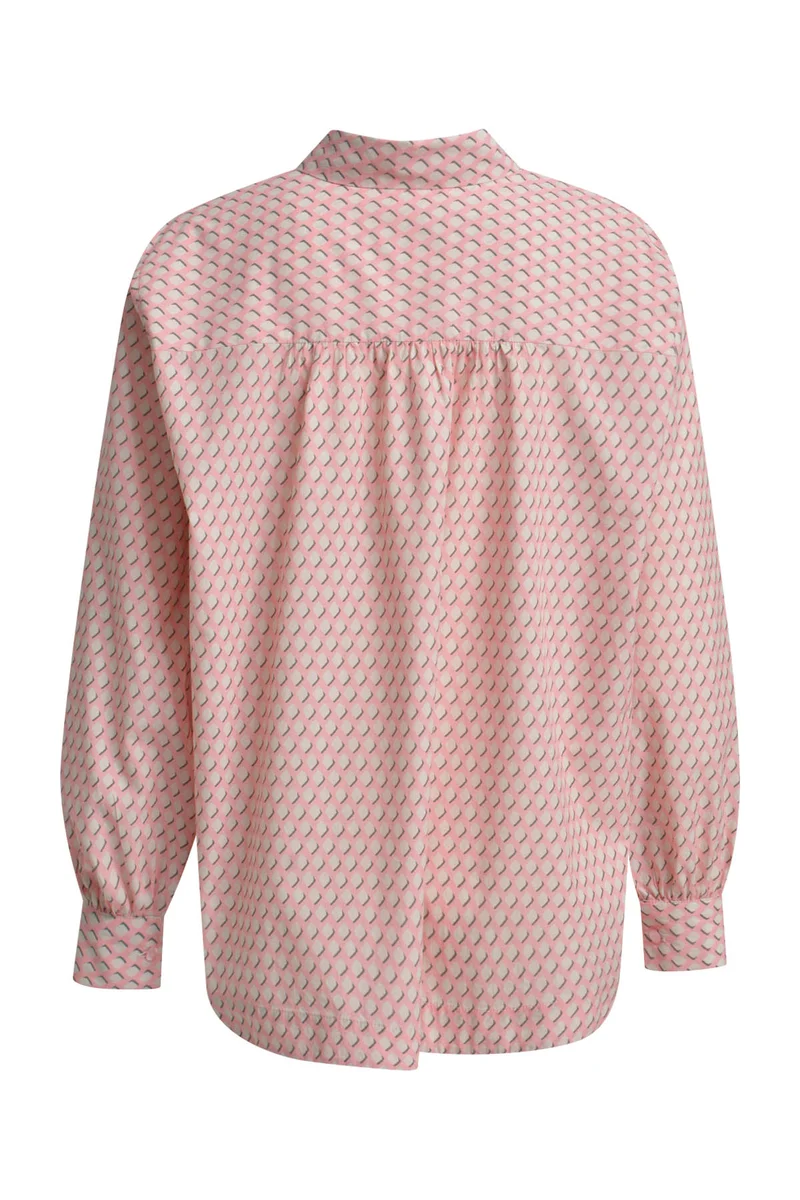 VOLUM SLV SHIRT COLLAR BLOUSE, BUBBLEGUM PRINT