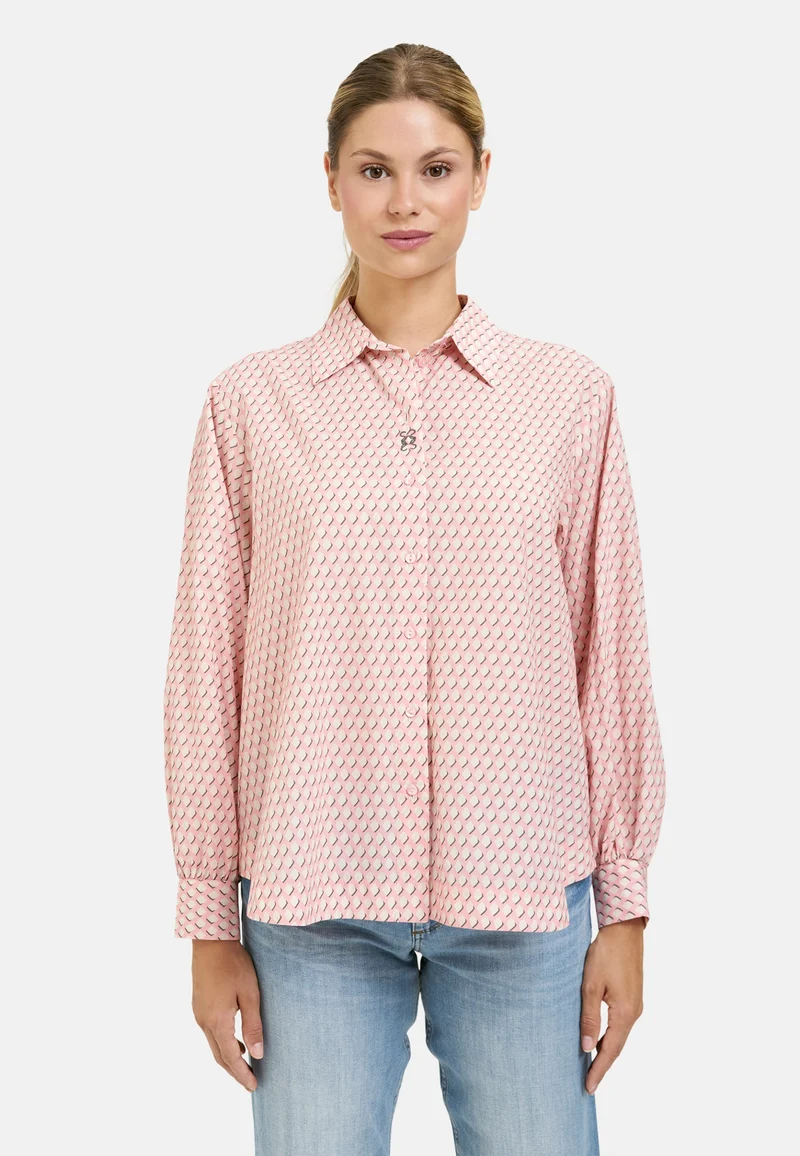 VOLUM SLV SHIRT COLLAR BLOUSE, BUBBLEGUM PRINT