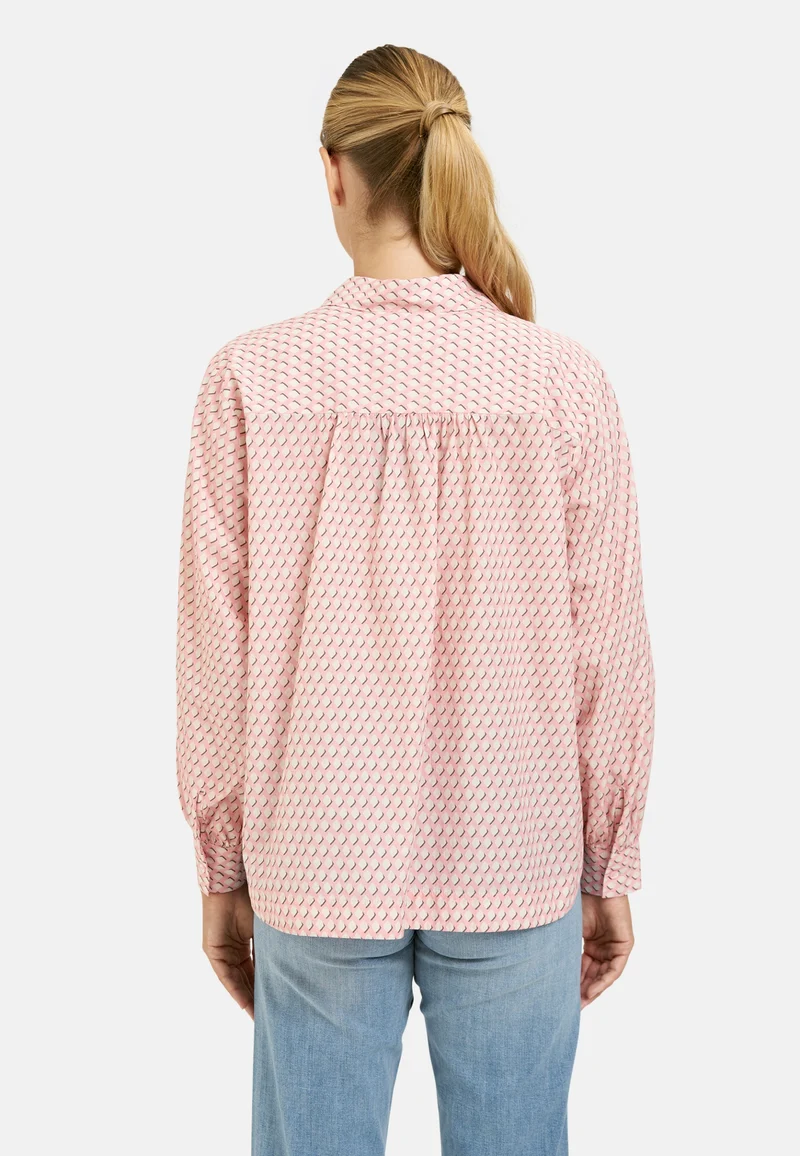 VOLUM SLV SHIRT COLLAR BLOUSE, BUBBLEGUM PRINT