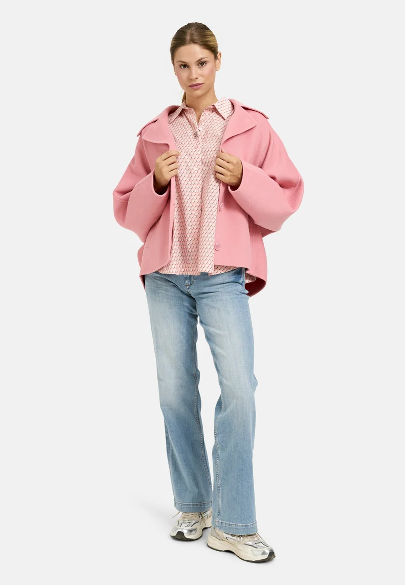 VOLUM SLV SHIRT COLLAR BLOUSE, BUBBLEGUM PRINT