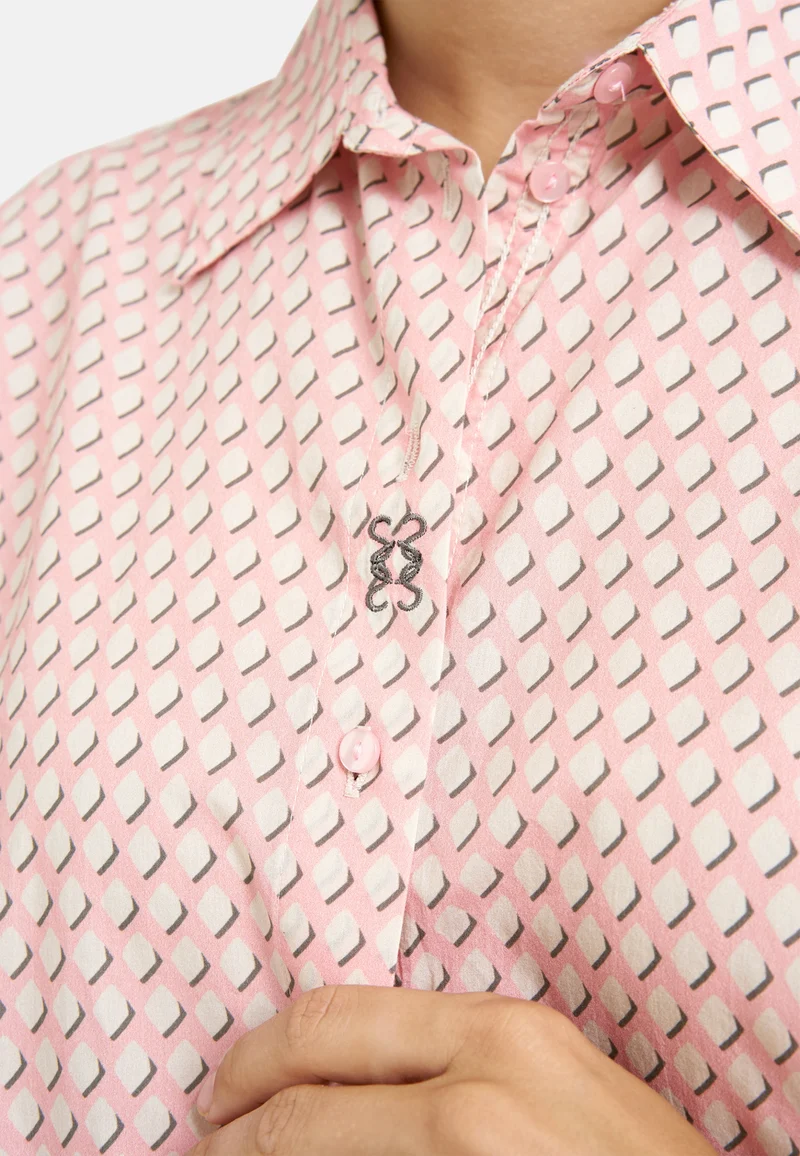 VOLUM SLV SHIRT COLLAR BLOUSE, BUBBLEGUM PRINT