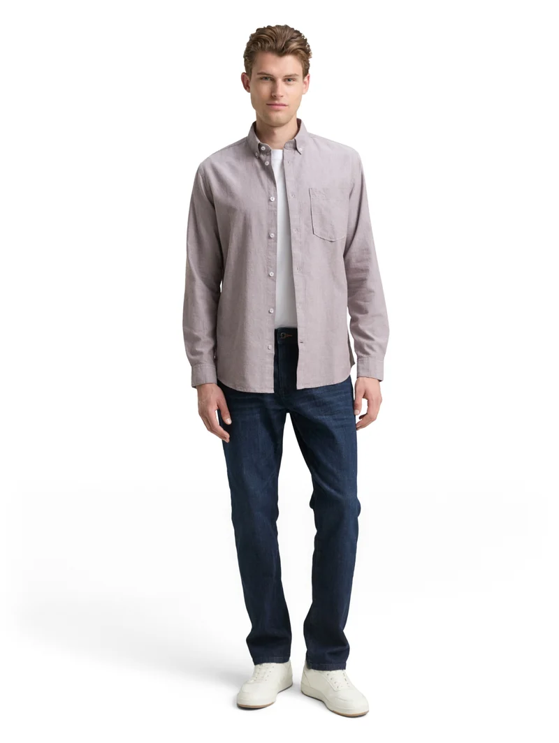 oxford shirt, brown white chambray