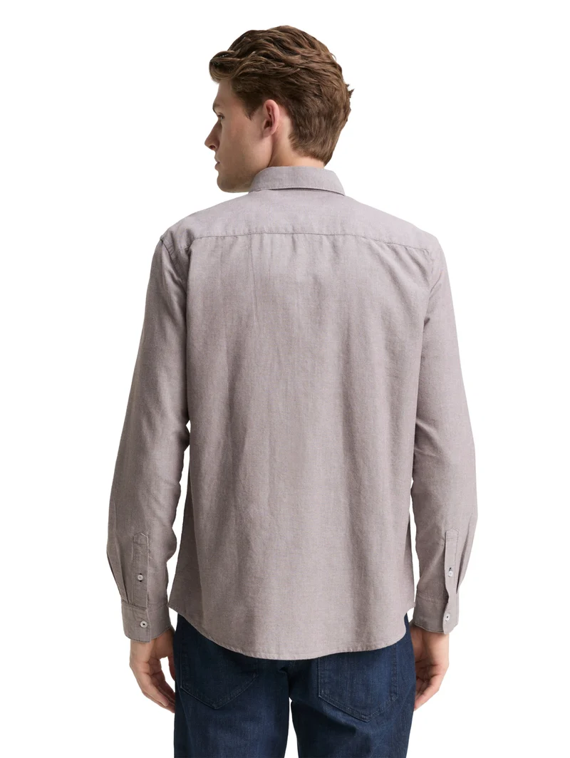 oxford shirt, brown white chambray