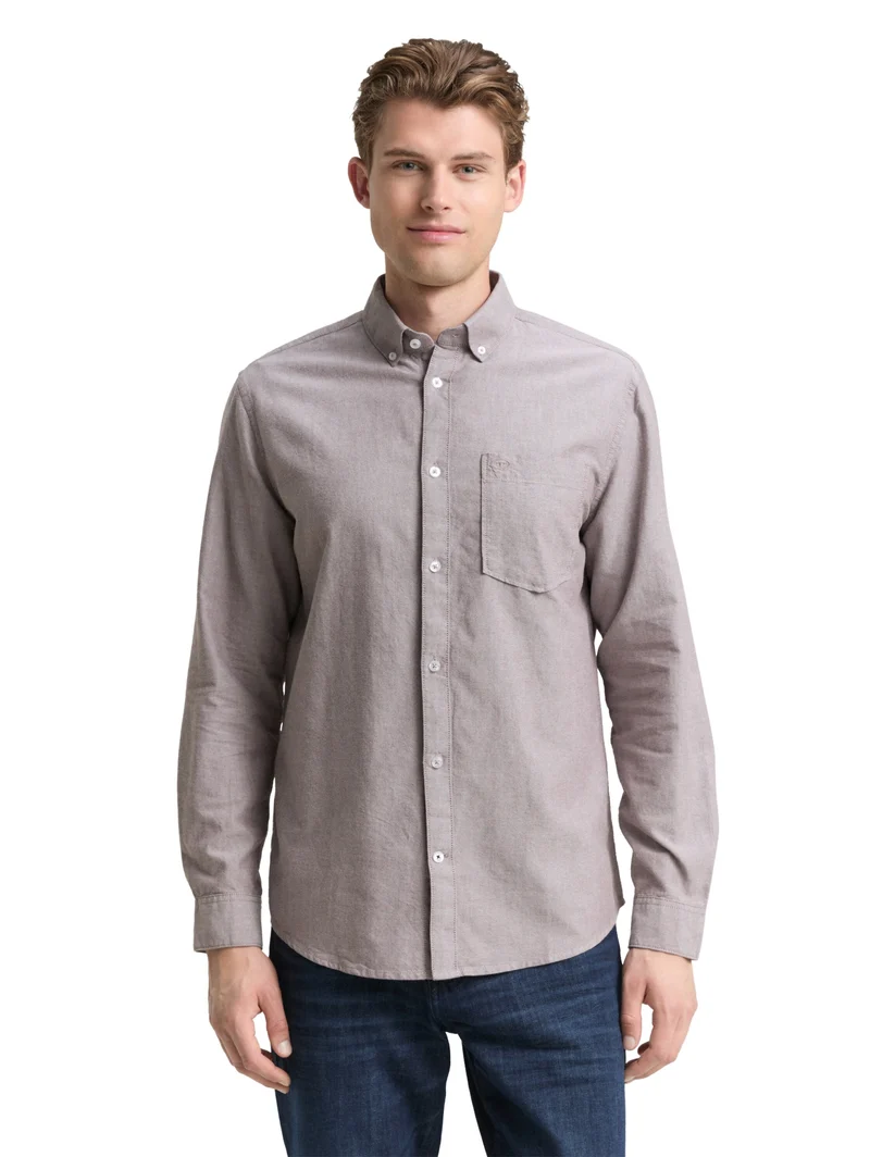 oxford shirt, brown white chambray