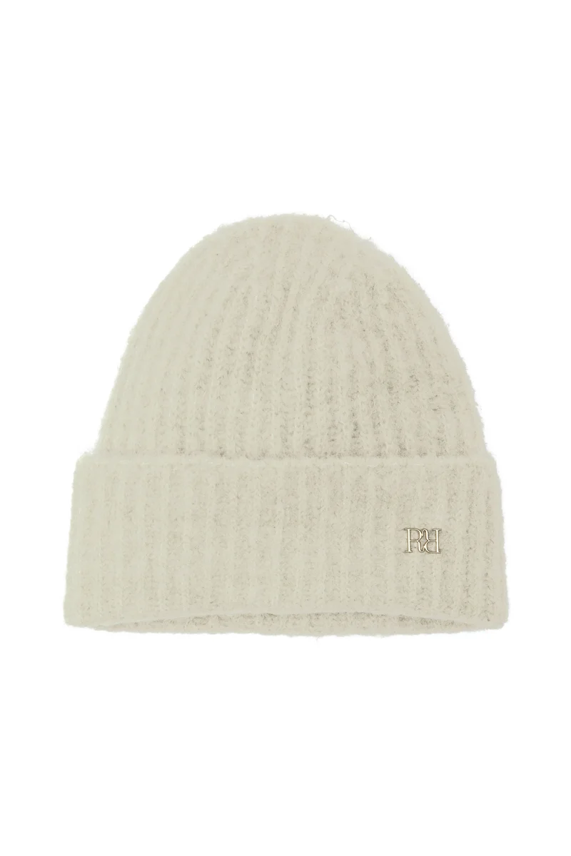 Knitted Logo Beanie, pearl white