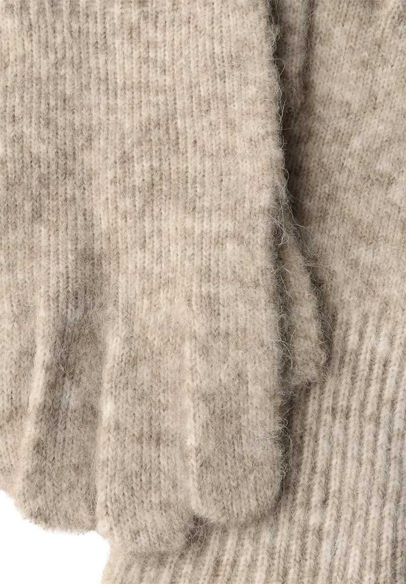 OP_Woolly Mel Gloves_Mel. Knit, Soft Sand Mel.
