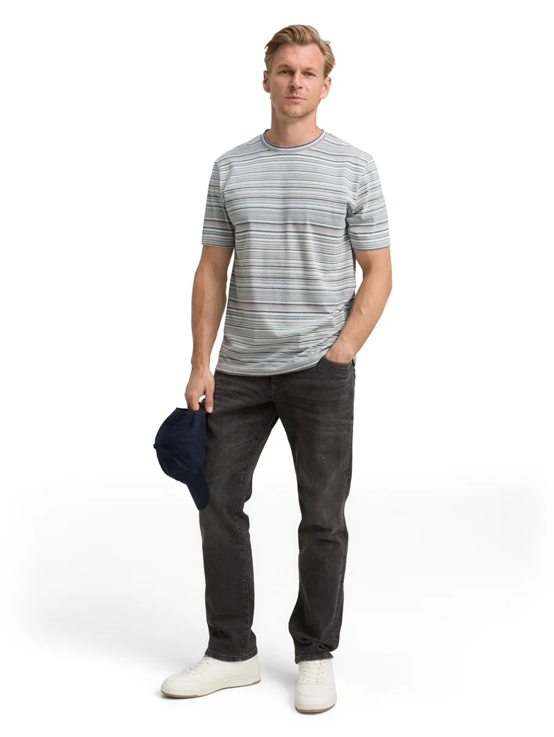 striped t-shirt, white multicolor stripes