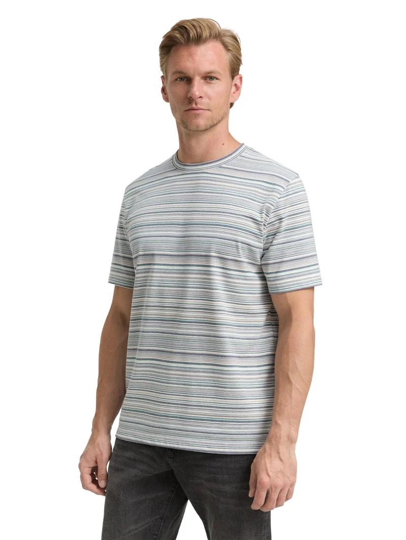 striped t-shirt, white multicolor stripes